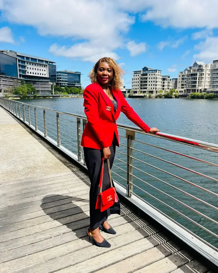 Colette in a red jacket at the V&A Waterfront